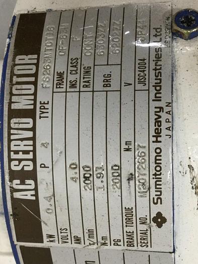 Used SUMITOMO AC Servo Motor w/ Cyclo Drive FS263MTCT16 #105052