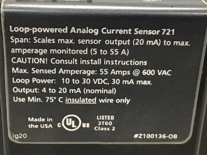 Used HAWKEYE INST INC Analog Current Sensor Z100136-OB #123587