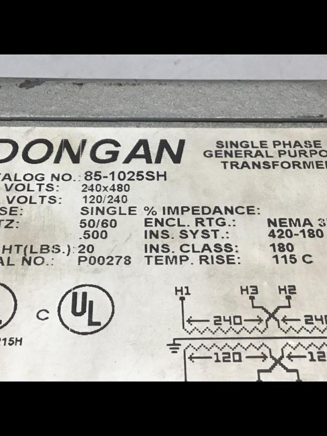 Used DONGAN .500 kVA Transformer 85-1025SH Used