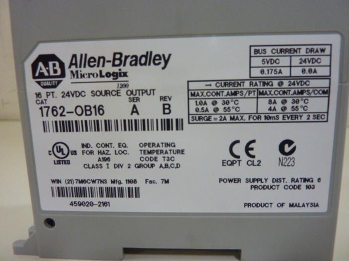 Used ALLEN BRADLEY Output Module 1762-OB16 SER A #140216