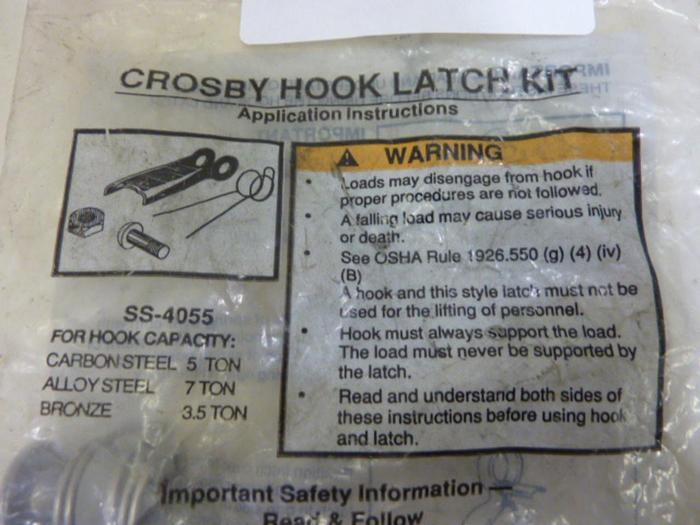 CROSBY GROUP INC Hook Latch Kit SS-4055 #61291