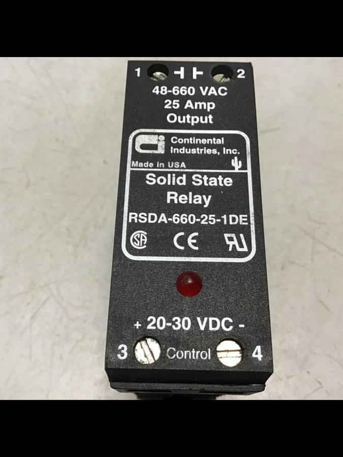 Used CONTINENTAL INDUSTRIES Solid State Relay RSDA-660-25-1DE Used