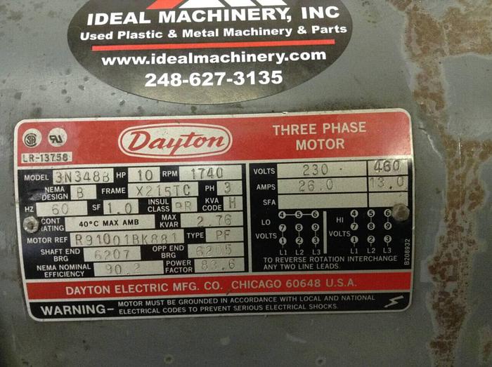 Used DAYTON 10 HP Motor 3N348B #77138