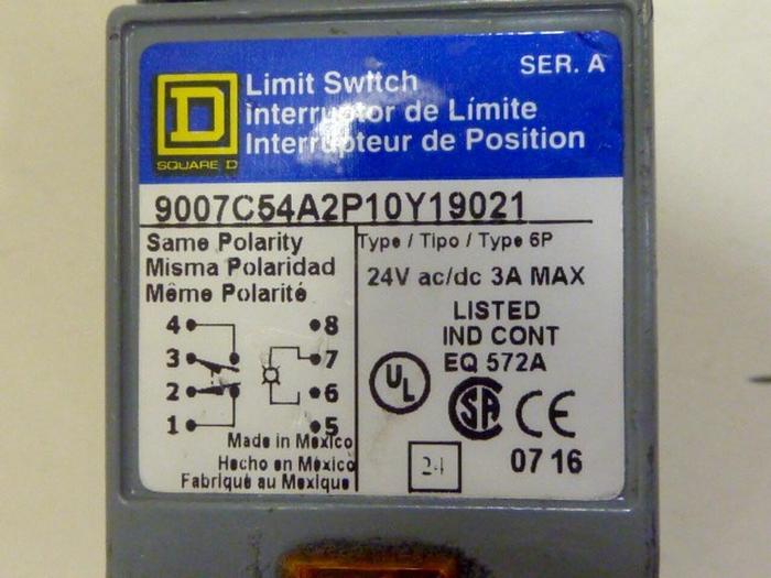 Used SQUARE D Limit Switch 9007C54A2P10Y19021 #66538