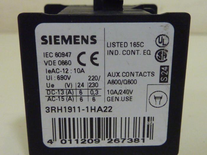 Used SIEMENS Auxiliary Contact 3RH1911-1HA22 #55552