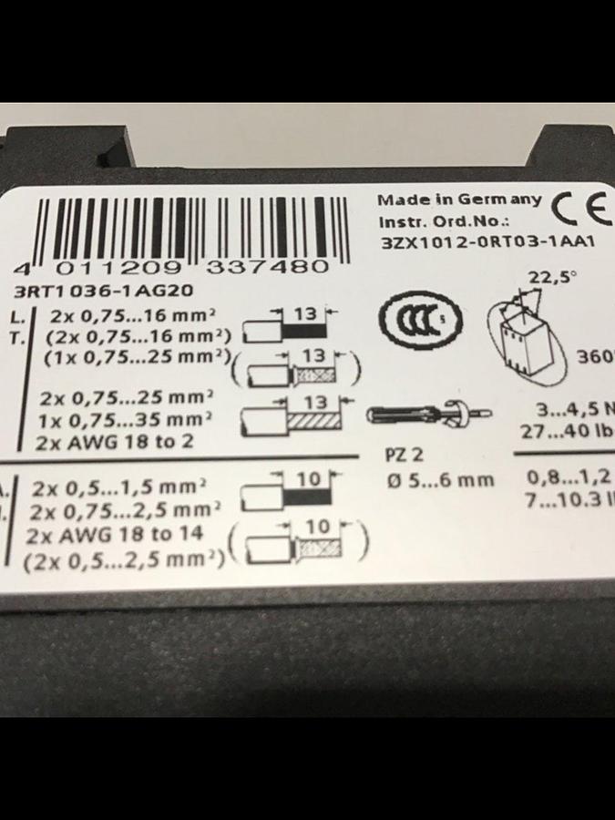 Used SIEMENS Contactor 3RT1036-1AG20 Used #144918