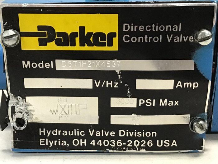 Used PARKER Directional Control Valve D3T1H21X4537 #126663