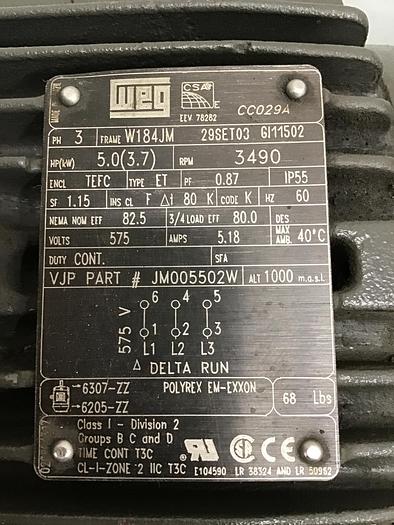 Used WEG Motor JM005502W Used #138835