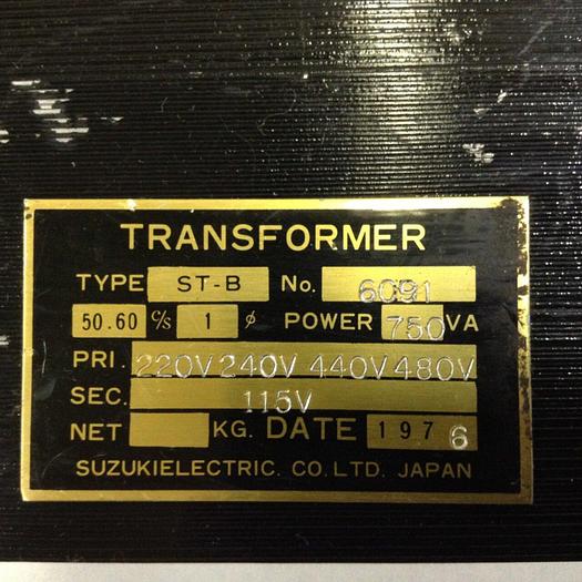 Used SUZUKI ELECTRIC 0.75 kVA Transformer ST-B #79194