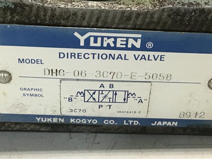 Used YUKEN Directional Valve DHG-06-3C70-E-5058 #115410