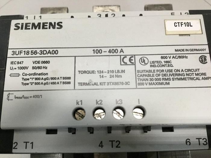 Used SIEMENS Current Transformer 3UF18-56-3DA00 #110919
