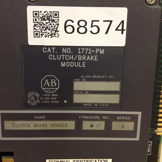Used ALLEN BRADLEY Clutch/Brake Module 1771-PM SER A #68574