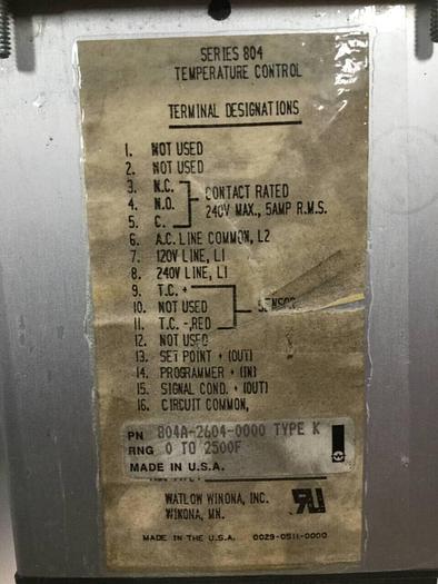 Used WATLOW Temperature Control 804A-2604-0000 #99618