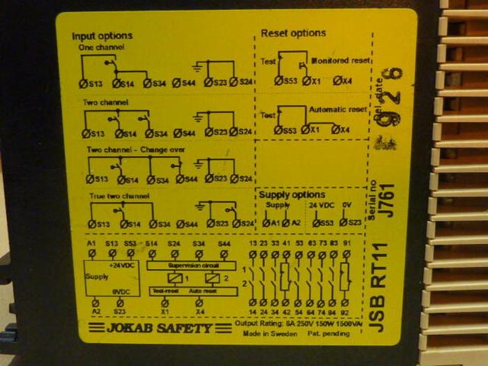 Used JOKAB SAFETY Safety Relay JSBRT11 #36932