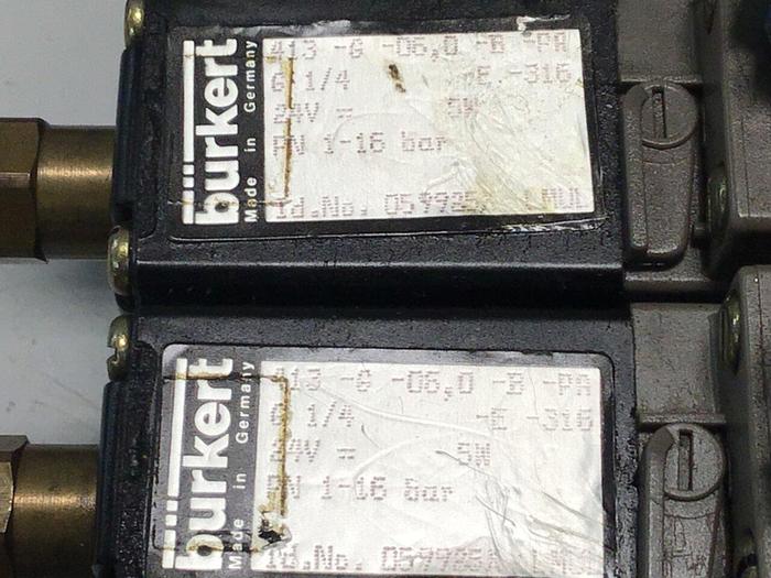 Used BURKERT Solenoid Valves & Manifold 413-G-06-0-B Used #116037