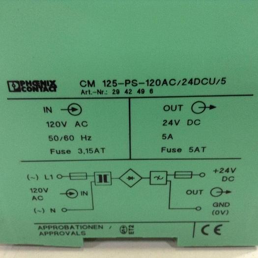 Used PHOENIX CONTACT Power Supply CM 125-PS-120AC/24DCU/5 #68533