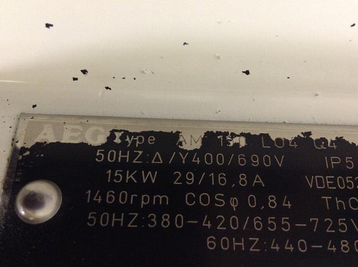 Used AEG 20 HP Motor AM 150 LO4 Q4 Used