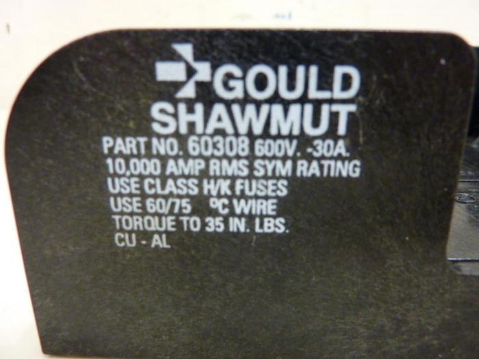 Used GOULD 30 Amp Fuse Block 60308 #57110