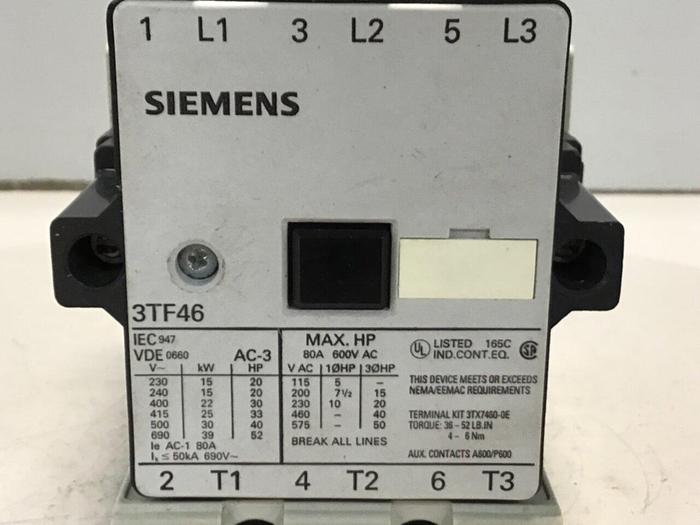 Used SIEMENS Contactor 3TF4611-OAK6 #126094