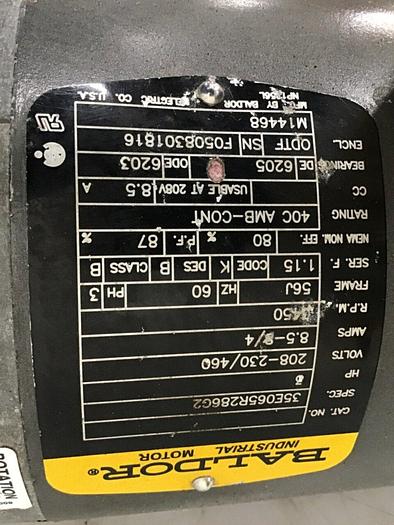 Used BALDOR 3 HP Motor 35E065R286G2 #125627