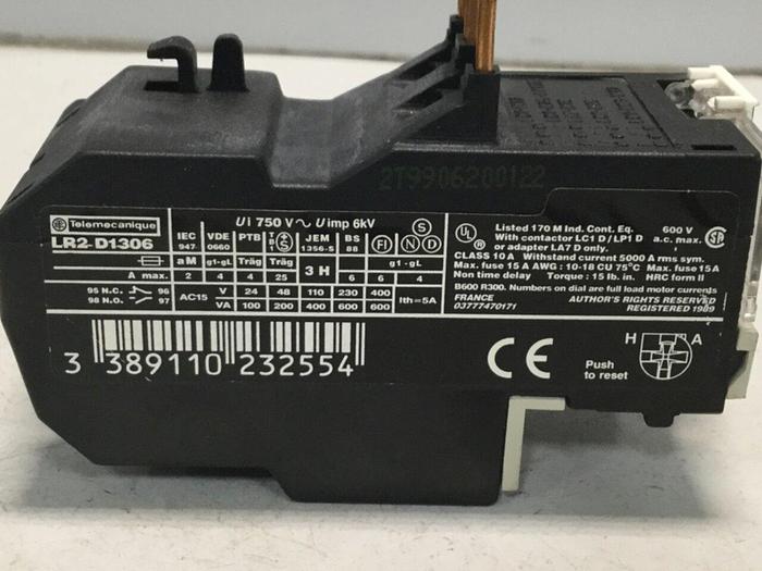 Used TELEMECANIQUE Overload Relay LR2D1306 #104106