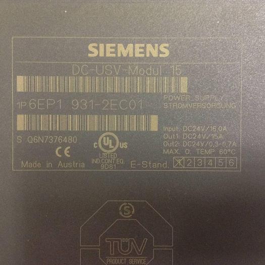 Used SIEMENS DC-USV-Modul 15 Power Supply 6EP1 931-2EC01 #85747