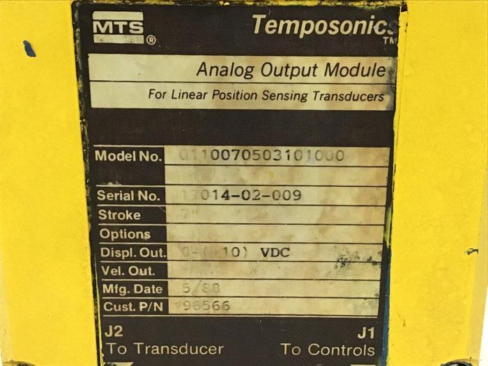 Used TEMPOSONICS INC Analog Output Module 0110070503101000 #111955