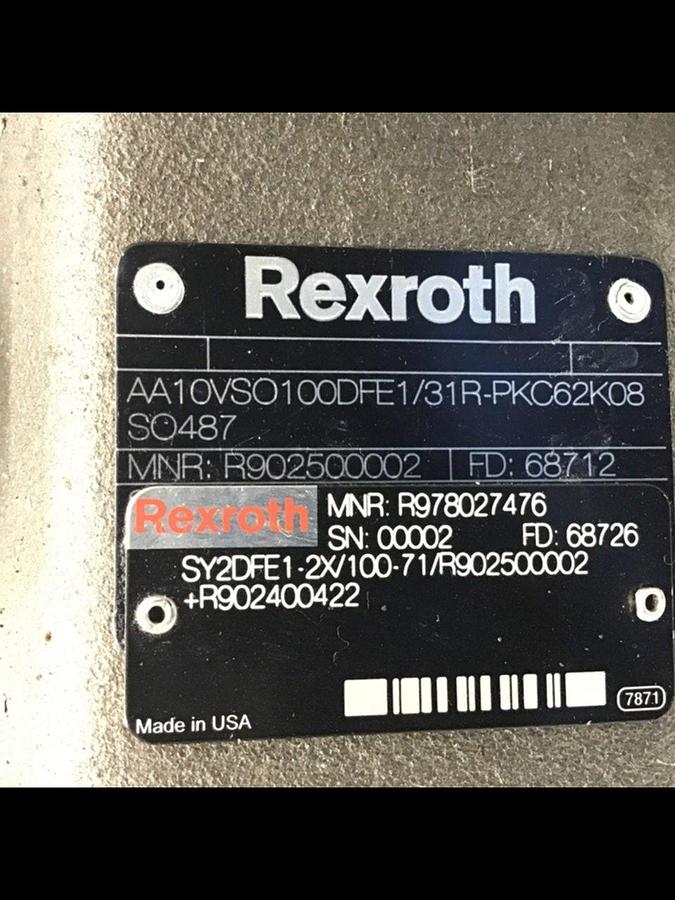 Used REXROTH Pump AA10VSO100DFE1/31R-PKC62K08SO487 #124948