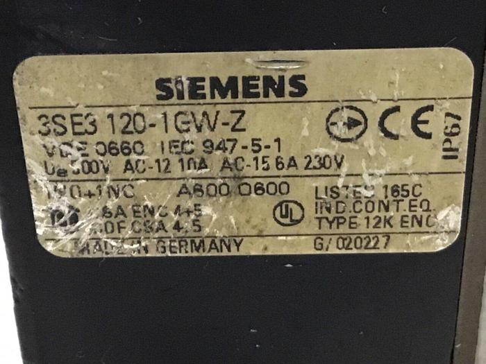 Used SIEMENS Limit Switch3 3SE3 120-1GW-Z #121163