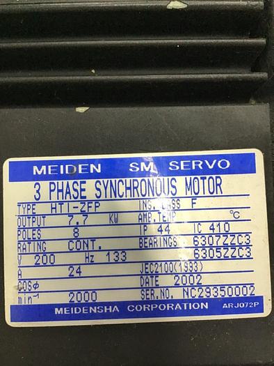 Used MEIDEN 3 Phase Synchronous Servo Motor HTI-ZFP Used