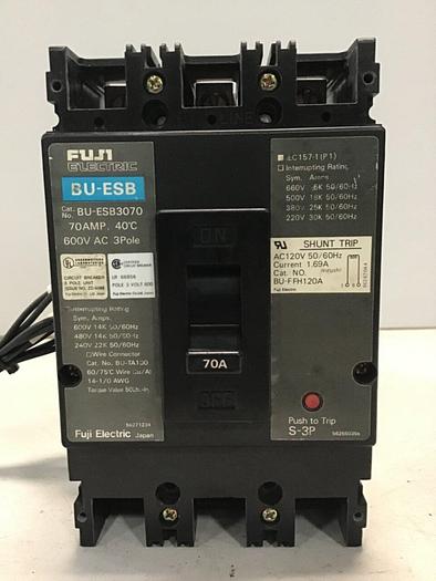 Used FUJI ELECTRIC 70 Amp Circuit Breaker BU-ESB3070 #127451