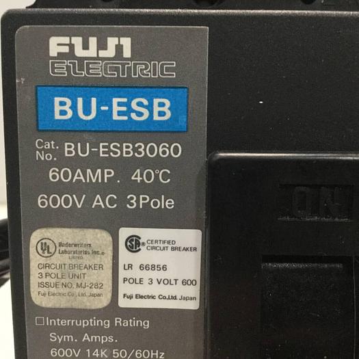 Used FUJI ELECTRIC 60 Amp Circuit Breaker BU-ESB3060 #93889