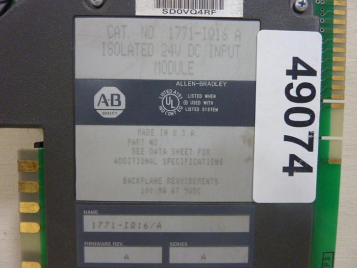 Used ALLEN BRADLEY Input Module 1771-IQ16 SER A #49074