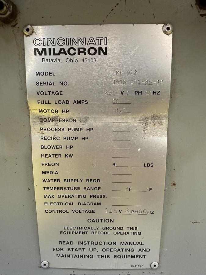 Used DNL / NOT CLEANED CINCINNATI MILACRON GRINDER CMS 912
