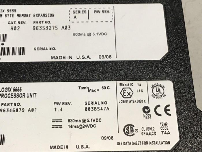 Used ALLEN BRADLEY Logix 5555 Processor Module 1756-L55 SER A #129061