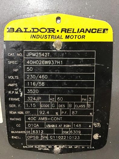 Used BALDOR 50 HP Industrial Motor JPM2542T Used