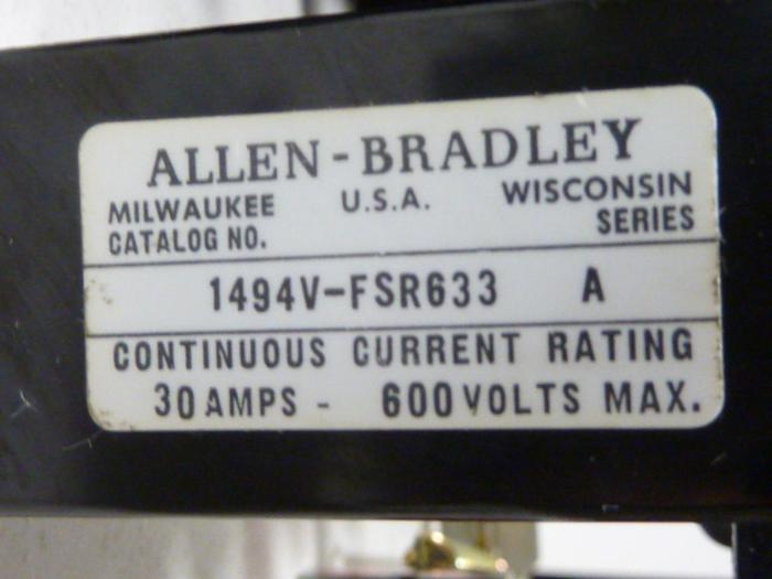 Used ALLEN BRADLEY 30 Amp Disconnect Switch 1494V-DS30 SER A #57401