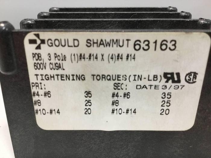 Used GOULD / SHAWMUT Terminal Block 63163 #98100