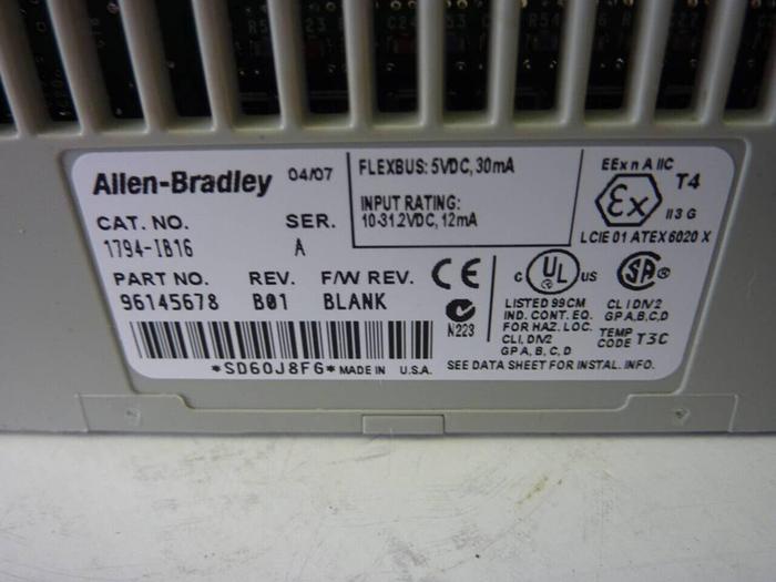 Used ALLEN BRADLEY Input Module 1794-IB16 SER A #50506