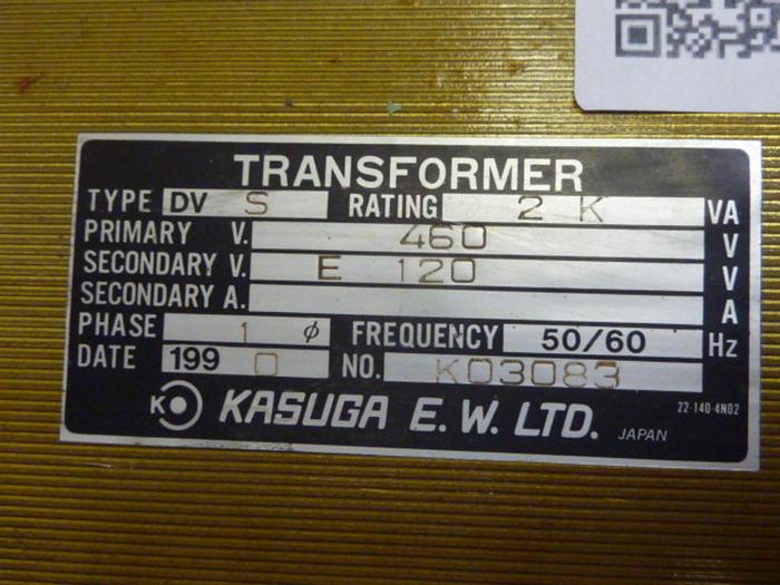 Used KASUGA 2 kVA Transformer DV S USED