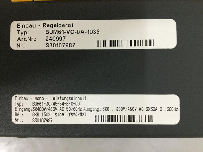 Used BAUMULLER Servo Drive BUM61-VC-0A-1035 / BUM61-30/45-54-B-0-00 Used