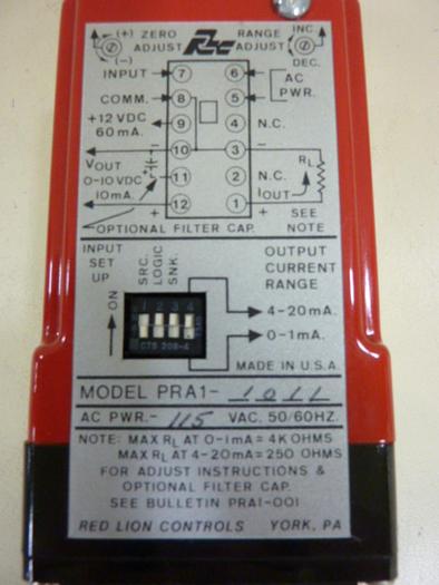 Used RED LION CONTROLS Converter Relay PRA1-1011 #59134