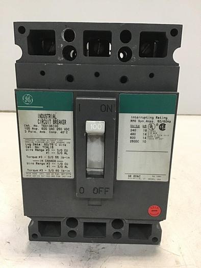 Used GE 100 Amp Breaker TED136100 / DISCONNECT #143644