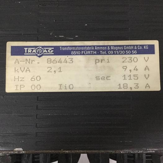 Used TRAMAG 2.1 kVA Transformer 86443 #91178