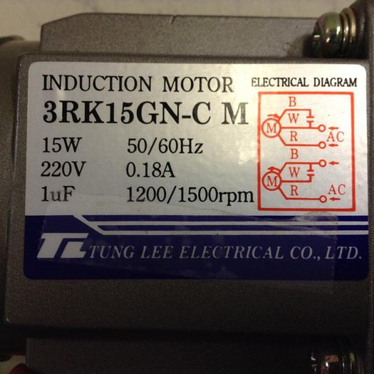 Used TUNG LEE ELECTRICAL Induction Motor 3RK15GN-C M #89455