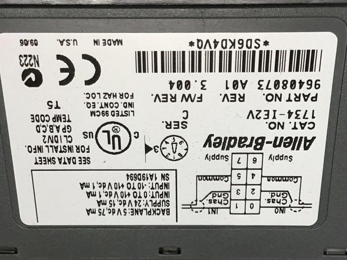 Used ALLEN BRADLEY Input Module 1734-IE2V SER C #134206
