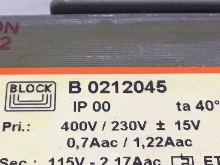 Used BLOCK 0.25 / 0.85 kVA Transformer B0212045 Used