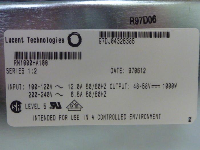Used LUCENT TECHNOLOGIES Power Supply RM1000HA100 #59809