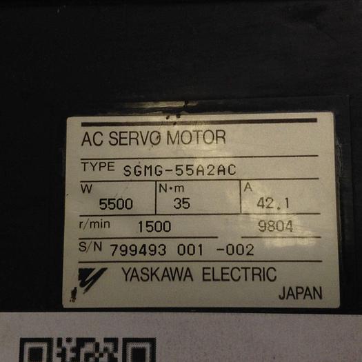 Used YASKAWA AC Servo Motor SGMG-55A2AC Used