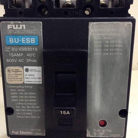 Used FUJI ELECTRIC 15 Amp Circuit Breaker BU-ESB3015 #78562
